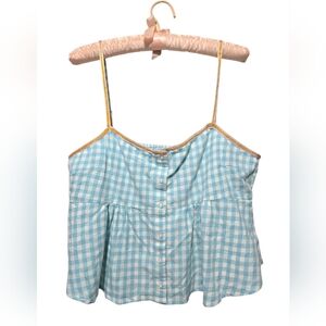 Urban Outfitters Out From Under Light Blue Gingham Women's Crop Top XL